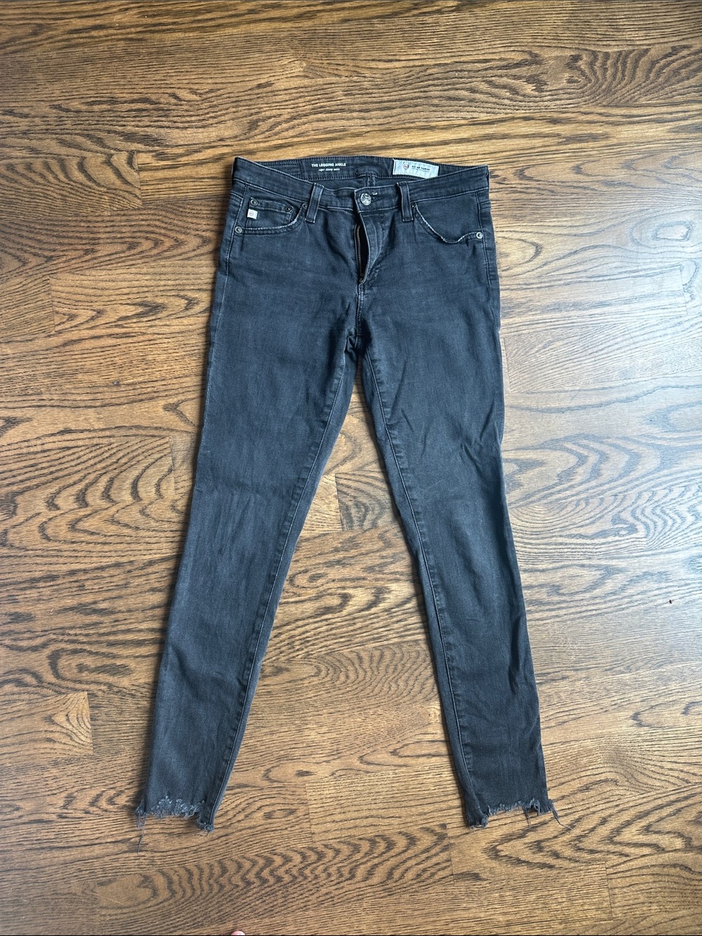 Ag Adriano Goldschmied Black Skinny Jeans with Raw Hem - 2 year bass wash